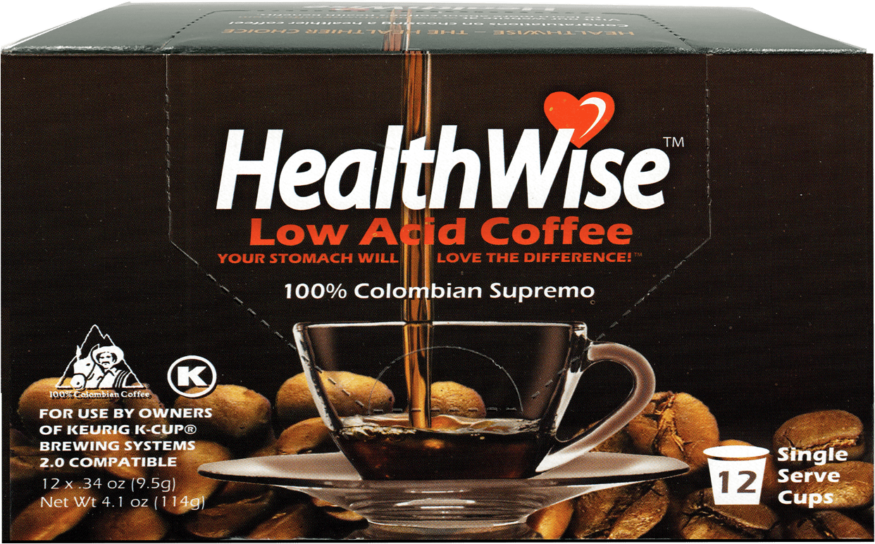 HealthWise Low Acid Coffee K-Cups, 144 