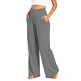 thumbnail image 4 of Ruimatai Women's Yoga Wide Leg Pants High Waist Side Pocket Loose Fit Flowy Workout Daily Loungewear Trousers, 4 of 9