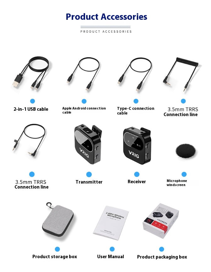 Wireless Lavalier Microphone System - Bigcan 2.4GHz Clip-On Mic with Receiver Transmitter, Compact Design for DSLR Cameras Smartphones Vlogging Live Teaching