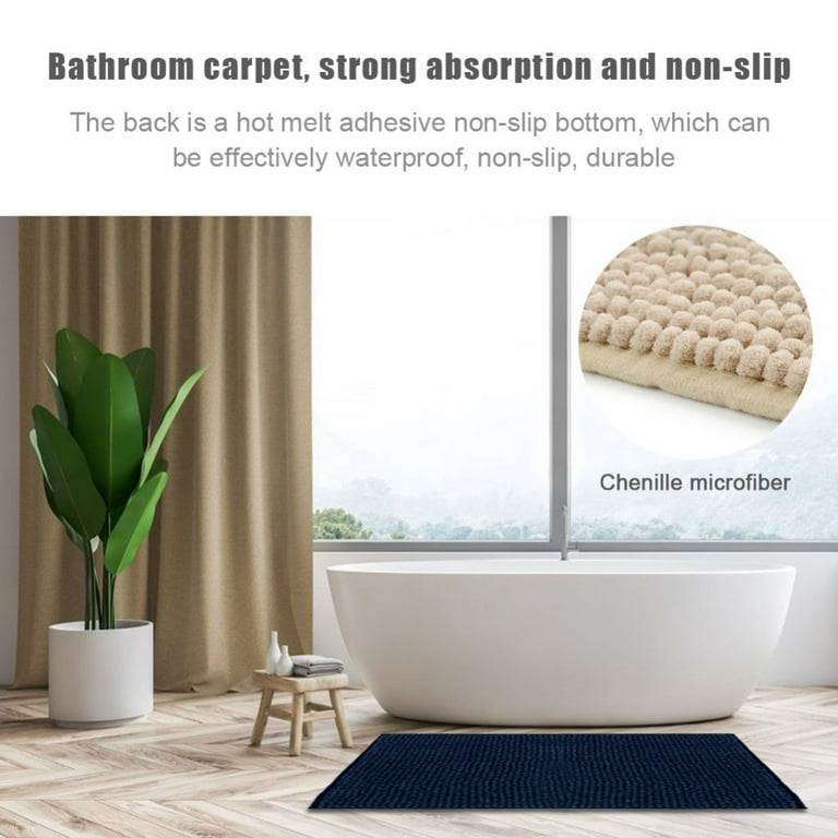 Slopehill Memory Foam Bathroom Rug, 20 inchx32 inch Non-Slip Bath Mat, Soft Absorbent Bathroom Carpet, Machine Washable Large Thick Bath Runner for Tub Shower