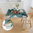 thumbnail image 2 of Awypu Tropical Leaf Hibiscus Flowers Colorful Hawaiian Palm Leaf Dining Table Cover 52*52, 2 of 8