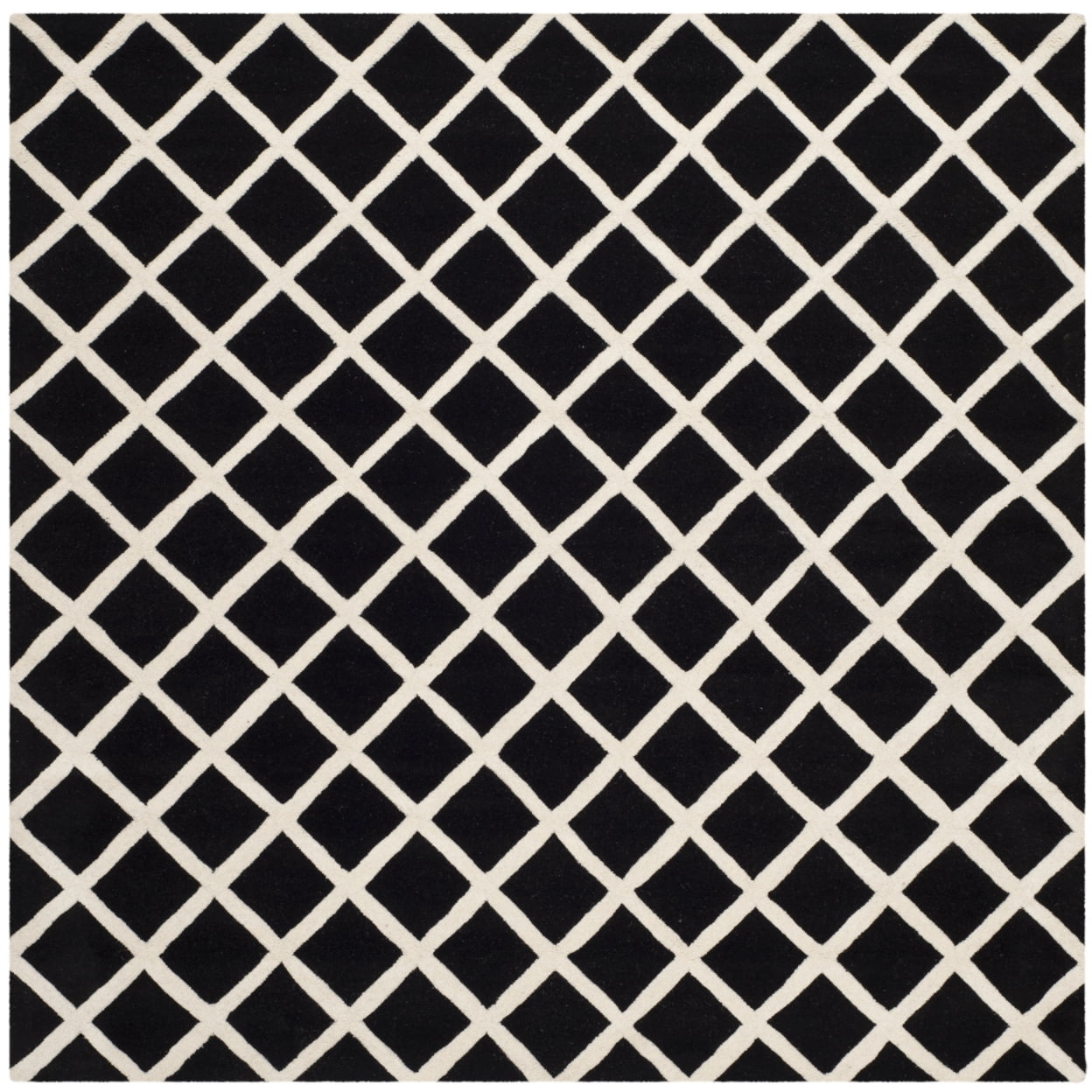 SAFAVIEH Chatham Jahn Geometric Diamonds Wool Runner Rug, Black/Ivory, 2'3" x 7'