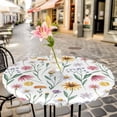 thumbnail image 6 of Spring Floral Round Tablecloth for 55-60 Inch Tables, Fitted Table Cover with Elastic Edge, Watercolor Leaf Summer Botanical Waterproof Outdoor Table Cloth Protector for Patio Garden Dinner Picnic, 6 of 9