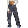 thumbnail image 3 of Pantalones Cargo Mujer Holgados Paracaídas Cordón Cintura Elástica Casual Pierna Ancha Moda Y2K Adolescentes Niñas Sueltos Senderismo Pantalones, 3 of 5