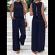 thumbnail image 4 of Conjuntos de 2 Piezas para Mujer, Chaleco, Cuello Redondo, Sin Mangas, Conjuntos Casuales, Pantalones de Pierna , Trajes. Azul Oscuro M, 4 of 10