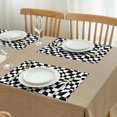 thumbnail image 3 of Black and White Wavy Checkerboard Pattern Summer Placemats Table Placemats Set Of 4-Linen Kitchen Washable Placemats Table Mats 11.8"x17.7" Non-Slip Heat Resistant, 3 of 6