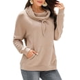 thumbnail image 3 of Sudadera con capucha casual para mujer de manga larga con cordón y bolsillo albaricoque L, 3 of 6