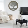 thumbnail image 2 of LuxenHome Gray Metal Tree of Life with Roots Wall Decor with Round Wood Frame, 2 of 9