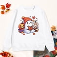 thumbnail image 4 of CAUYDY Hoodies for Girl Fall Winter Halloween Tops Ghost Pumpkin Graphic Sweatshirts Long Sleeve Pullover Blouse(White,4Y), 4 of 5