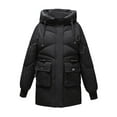 thumbnail image 2 of PiGOGI Women's Winter Jacket Hooded Casual Winter Coat Fall Outerwear Black XL, 2 of 5