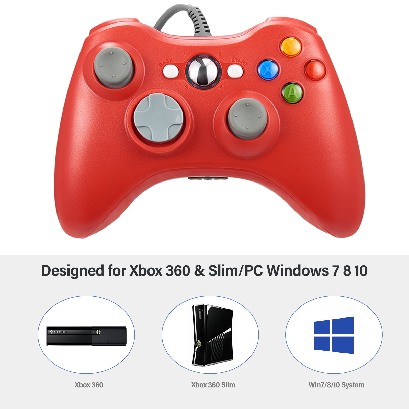 How to connect xbox 360 controller to samsung smart tv Luxmo Wired Xbox 360 Controller For Xbox 360 And Windows Pc Windows 10 8 1 8 7 Red Walmart Com Walmart Com
