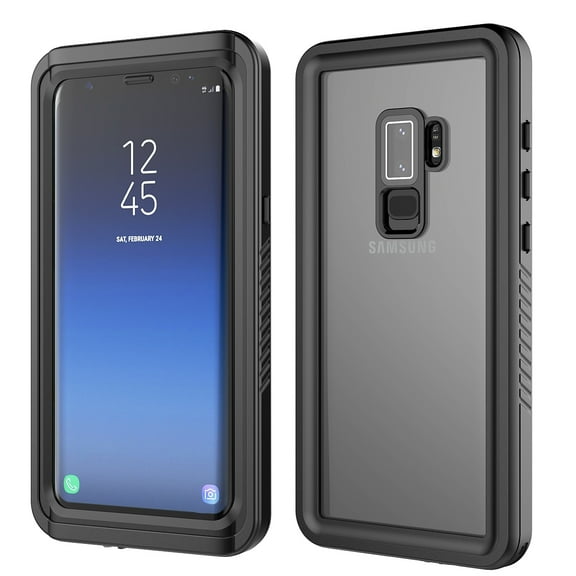 Triani for Samsung Galaxy S9 Plus 360 ° Waterproof Dustproof Full Body Shockproof Case Cover (Black)