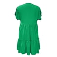 thumbnail image 4 of Daznico Women's V Neck Short Sleeve Tiered Mini Dress, Casual Solid Summer Dress for Everyday Wear,XL, 4 of 5