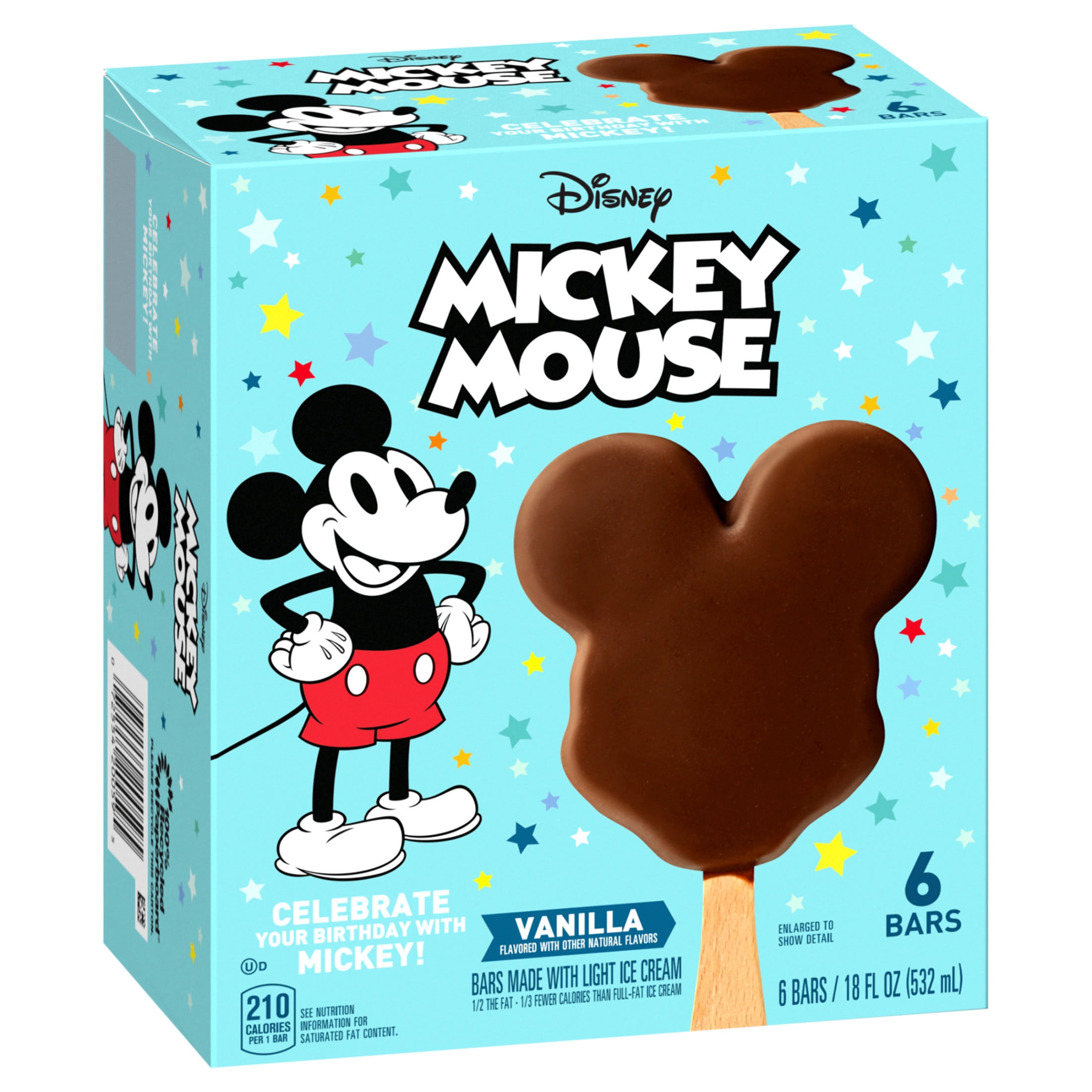 Disney Mickey Mouse Light Ice Cream Bars, 6 Count Package