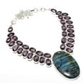 thumbnail image 2 of Labradorite, Amethyst Gemstone Handmade 925 Sterling Silver Jewelry Necklace 18", 2 of 2