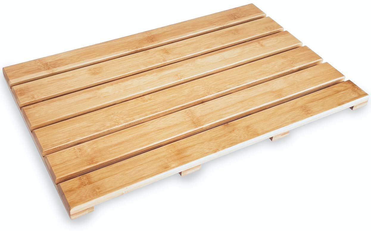 CR Home Luxury 22x14 Bamboo Bath Mat Bamboo Shower Mat Bamboo Wood Bath