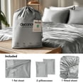 thumbnail image 5 of Deconovo Bed Sheets Set - Soft Cooling and Breathable Bamboo Fiber Satin 4 Piece Eco-Friendly Bedding, Light Grey, King Size, 5 of 9