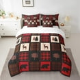 thumbnail image 2 of 7 Pcs Cabin Deer Comforter Set Twin Size,Hunting Deer Bed in a Bag with Flat Sheet and Fitted Sheet and Adults,Camping Woodland Plaid Bedding Set with Pillowcase and Sham, 2 of 5