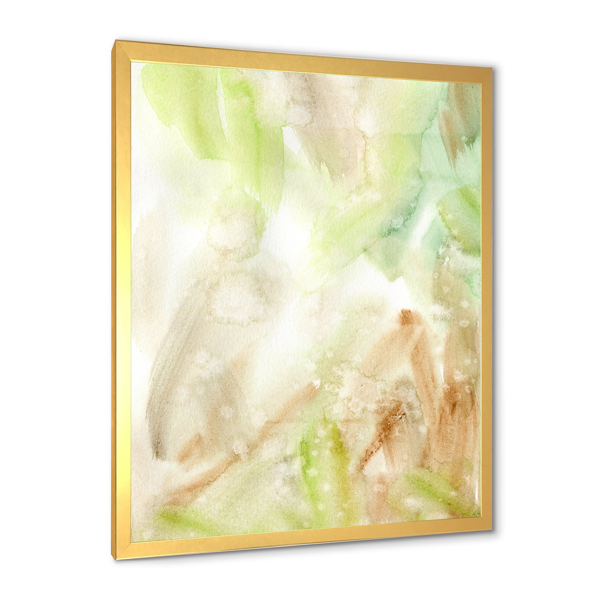 Designart 'Pastel Abstract With Brown Green and Beige Spots' Modern Framed Art Print