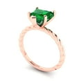 thumbnail image 2 of Solitaire Engagement Ring for Women - 2ct Simulated Emerald in 14K Rose Gold Promise Ring, 2 of 6