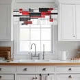 thumbnail image 3 of Red Grey Black Valance Curtains for Kitchen/Living Room/Bathroom/Bedroom Window, Rod Pocket Small Topper Half Short Window Curtains Voile Sheer Scarf, Irregular Modern Geometric Abstract 54"x18", 3 of 8