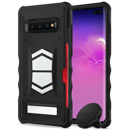 ZIZO ELECTRO Series for Samsung Galaxy S10 Plus with Card Slot and Air Vent Magnetic Holder Black Black