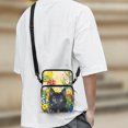 thumbnail image 3 of FUIALDOLG Black Cat Floral Crossbody Bag, Polyester Lightweight Messenger Bag for Daily Travel and Casual Shopping, 3 of 8