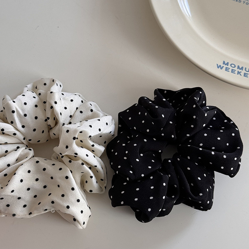 French Gentle Elegant Dot Scrunchies Women Girls Kid Elastic Hair Rubber Bands Accessories Tie Hair Ring Rope Headdress Headwear