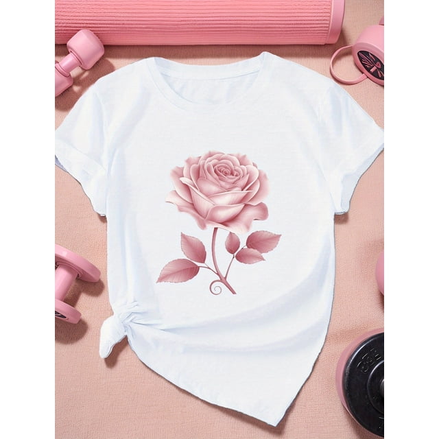 single rose delicate precision Women's Plus Size Sports Short Sleeve T-Shirt