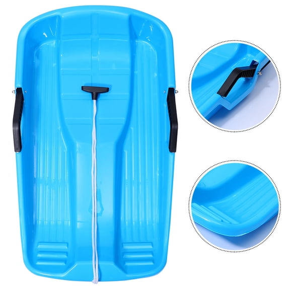WEAVILUX Durable Blue Plastic Sled for Skiing Lightweight Easy to Carry