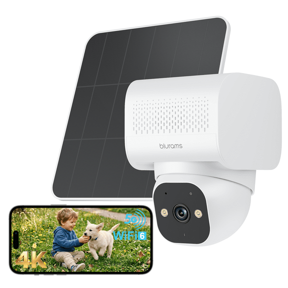 blurams 4K Solar Security Camera Outdoor Wireless, Battery Powered Surveillance Camera with Solar Panel, AOV Motion Detection, Two-Way Talk, IP66 Weatherproof, Compatible with blurams App