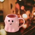thumbnail image 5 of Holloyiver 14 oz Halloween Ghost Coffee Mug, Cute Ceramic Ghost Pattern Ghostface Mug Coffee Cup, Dishwasher & Microwave Safe Halloween Accessories Birthday Gifts for Kids Adults (Pink), 5 of 5