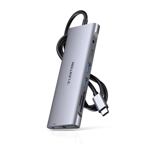 LENTION 3.3FT USB C Hub with HDMI,2 USB 3.0,Card Reader,Data/Charging Multiport Adapter for Laptop Docking Station Compatible MacBook,Windows,Chrome(C37,Gray)