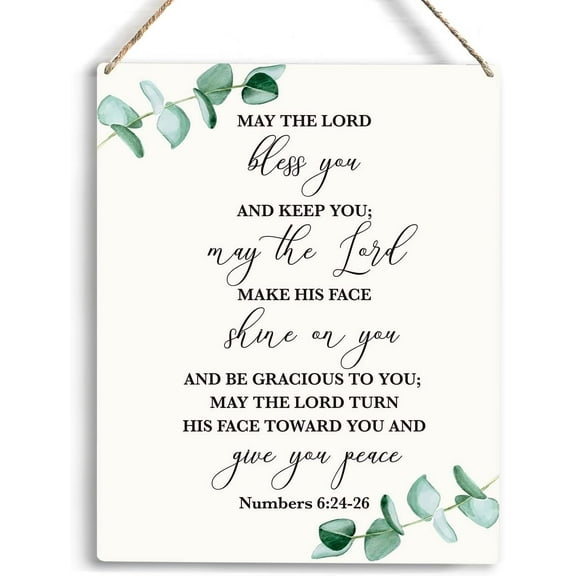 Christian Inspirational Wall Art May The Lord Bless You And Keep You Religious Gifts Wall Decor Christian Bible Verse Wall Art Wooden Hanging Sign for Home Office Bedroom Living Room 8x10 Inch