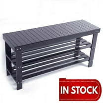 3 Tier Solid Wood Shoe Bench, Entryway Shoe Rack Organizer Bedroom Living Room Kitchen Hallway