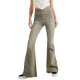 thumbnail image 1 of Pantalones Pantalones con corte de bota con cierre de botones Pantalones acampanados informales Pantalones de cintura alta Traje diario Ygjytge Verde T XS para Mujer, 1 of 7