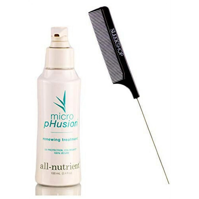 All-Nutrient Micro pHusion Renewing Treatment, Keratin Amino Acid Proteins  (w/ Sleek Comb) Microfusion Hair Fusion, UV+ Color Protection, 100% Vegan  (3.4 ounce size) 