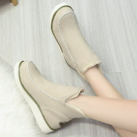Patlollav Womens Shoes Classic Non-Slip Ankle Snow Booties Warm Fur Lining Boots