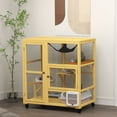 thumbnail image 2 of PawHut Wooden Cat House for Indoor Cats w/ Flap Door Platforms Hammock, 2 of 10