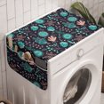 thumbnail image 1 of Doodle Washing Machine Organizer, Childish Flowers Forest Herbs Botany Foliage Meadow Blooms Cartoon, Anti-slip Fabric Top Cover for Washer and Dryer, Dark Blue Grey and Seafoam, by Ambesonne, 1 of 1