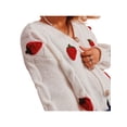 thumbnail image 3 of hirigin 3D Strawberry Sweater 2000s Aesthetic Fairycore Grunge V Neck Single Breased Long Sleeve Tops Women Clothes, 3 of 5
