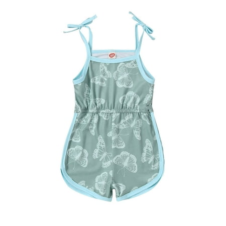 

Jsezml Summer Clothes Romper For Baby Girls Size 6M-3T Cartoon Floral Sleeveless Cowgirl Jumpsuit Short Overalls