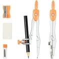 thumbnail image 3 of 10-Piece Orange Math Geometry Kit with Shatterproof Case – Includes Rulers, Protractor, More for Drafting & Drawing, 3 of 6