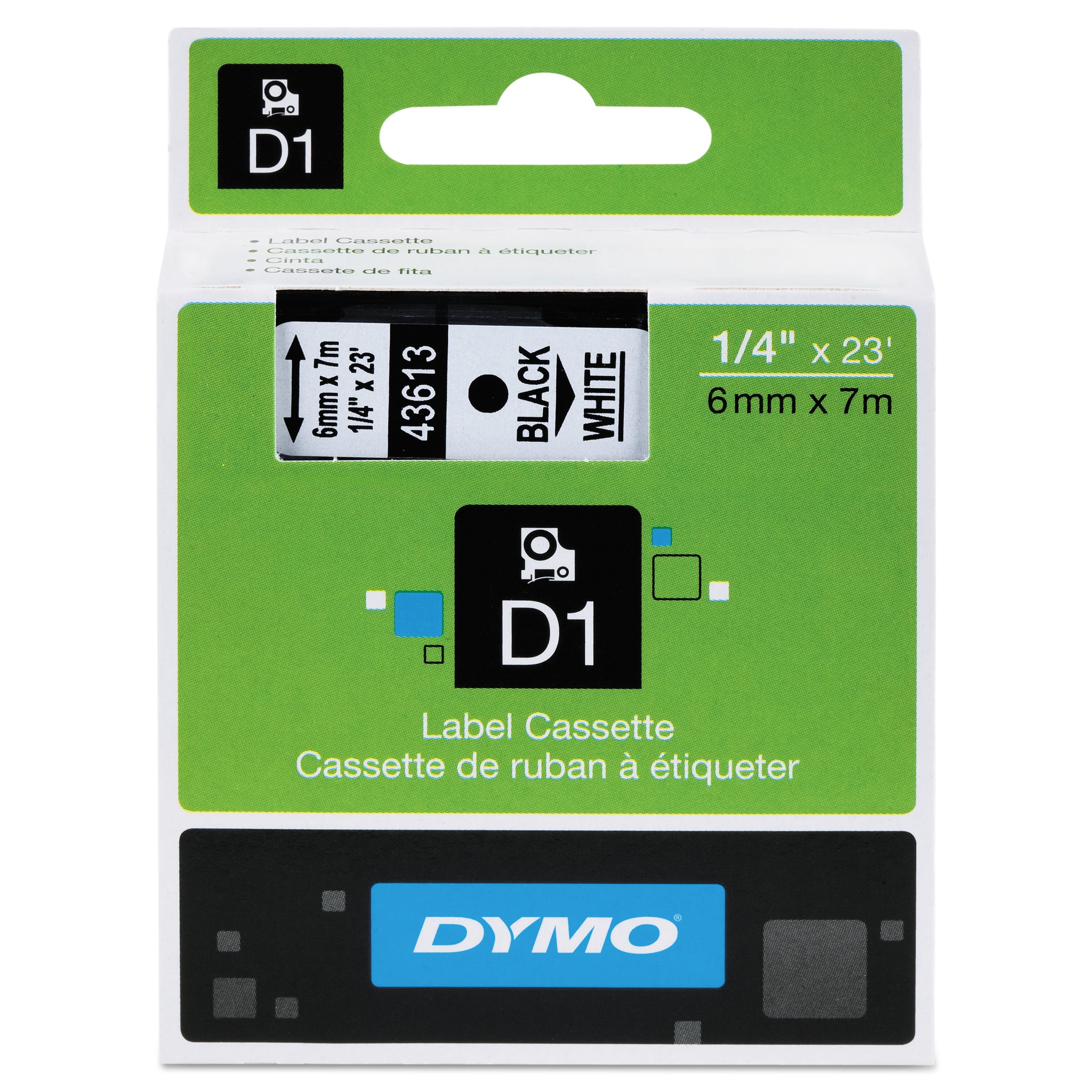 6mm 1//4/'/' Black on White 43613 Tape For Dymo D1 Label Maker LabelManager 100 150