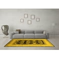thumbnail image 3 of Ahgly Company Machine Washable Indoor Round Oriental Yellow Industrial Area Rugs, 3' Round, 3 of 4