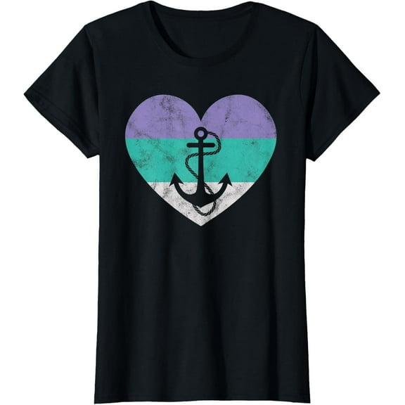 t-shirt Ship Anchor Sailing Gift For Women & Girls Retro Cute T-Shirt mens，black，women，funny，journey，Crew Neck, Short Sleeve,custom clothing patterns.gift