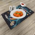 thumbnail image 2 of Ambesonne Funny Astronaut Place Mats Set of 4, Spaceman on Donut, Standard Size, Petrol Blue Pink Orange, 2 of 5