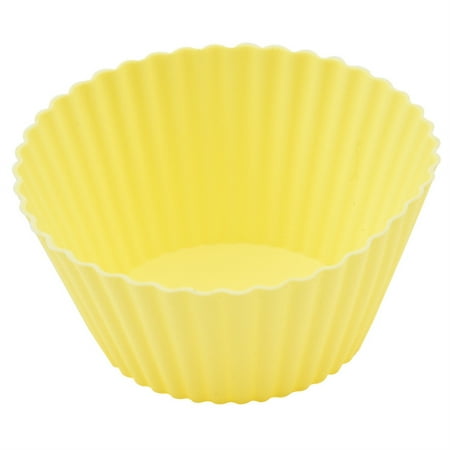 

Dido 10 Pieces Silicone Muffin Cups Chocolate Cookie Molds Reusable Heat-Resistant Baking Roasting Cupcake Moulds Tray Household Yellow