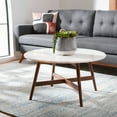 thumbnail image 3 of SAFAVIEH Maja Round Marble Coffee Table, Marble/Walnut, 3 of 10