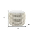 thumbnail image 3 of 18" White Jute Round Geometric Pouf Ottoman, 3 of 9